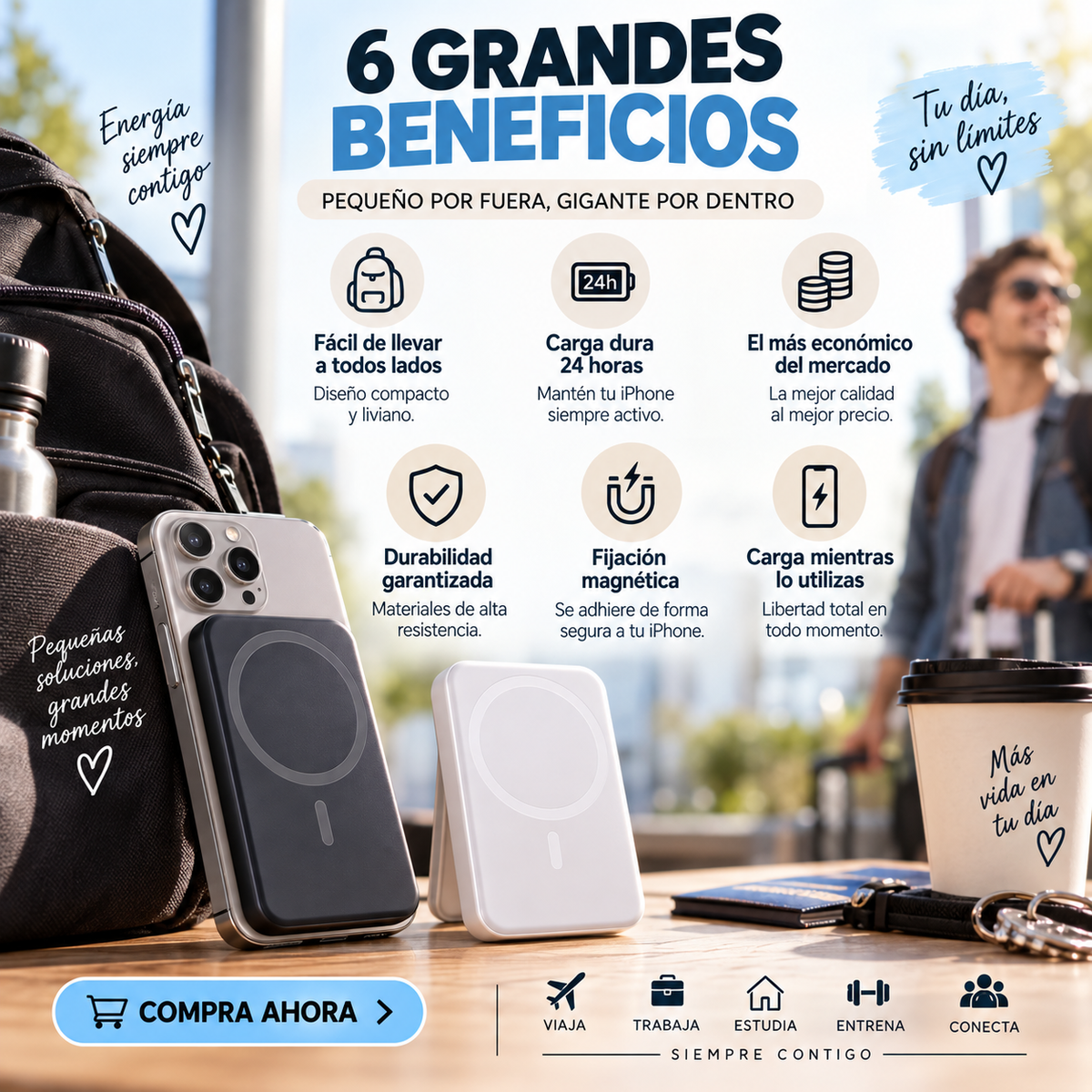 Bateria Externa Iphone Cargador Portatil Magnetico Power Bank Magsafe