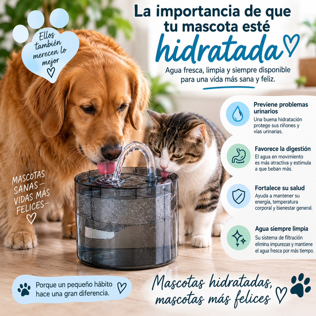Fuente Inteligente de Agua para Mascotas 2L, Envio Gratis Pocos Dias