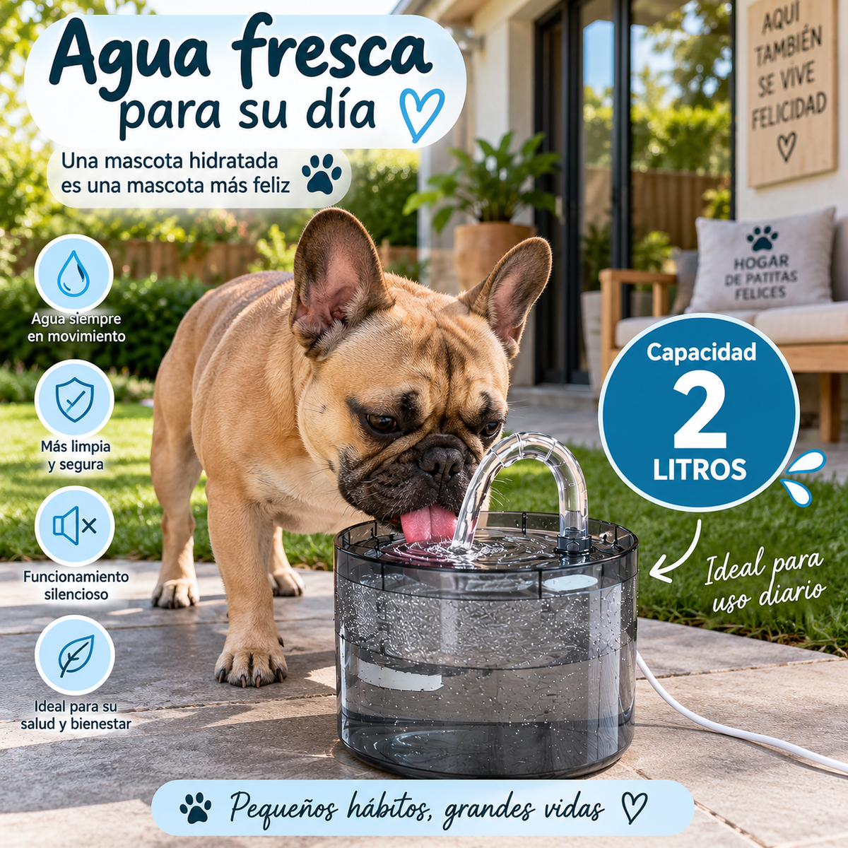 Fuente Inteligente de Agua para Mascotas 2L, Envio Gratis Pocos Dias