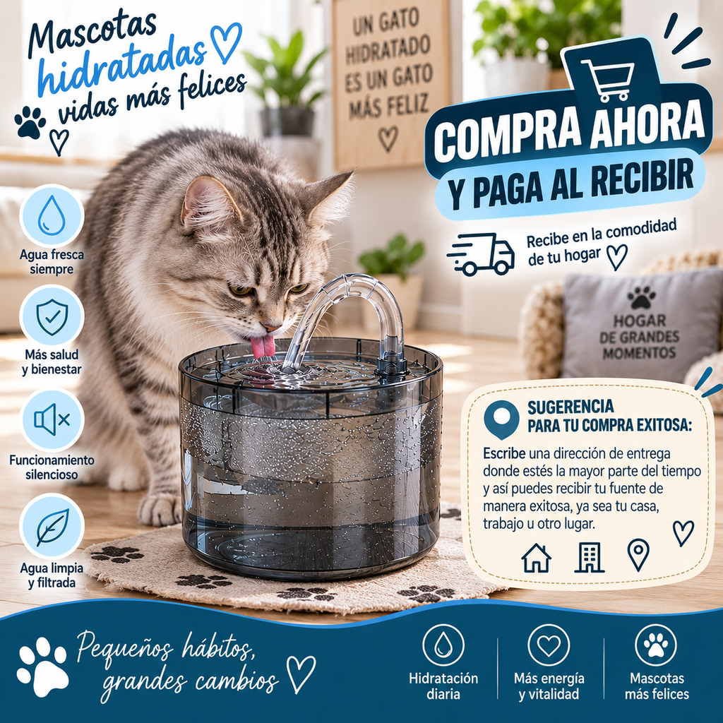 Fuente Inteligente de Agua para Mascotas 2L, Envio Gratis Pocos Dias