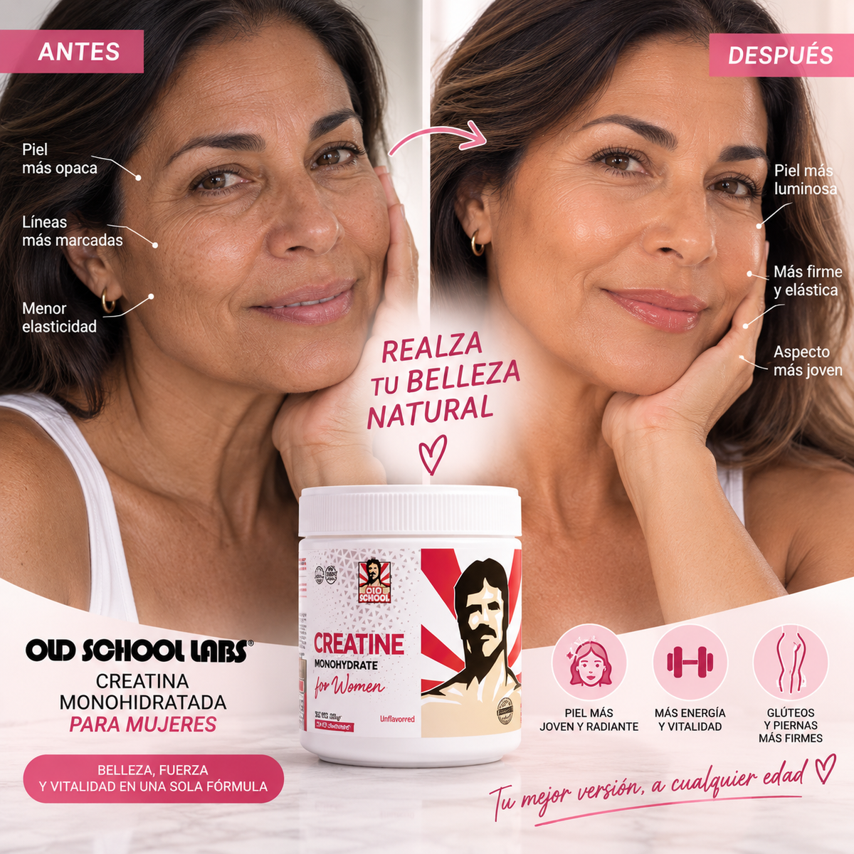 Creatina para Mujeres : Más Fuerza, Potencia el Crecimiento de  Glúteos y Piel Radiante